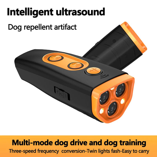 3 in 1 Ultrasonic Dog Repeller 10M Range Dog Bark Anti-Bark Device Deterrent Device for Dog Training Stop Barking LED Flashlight
