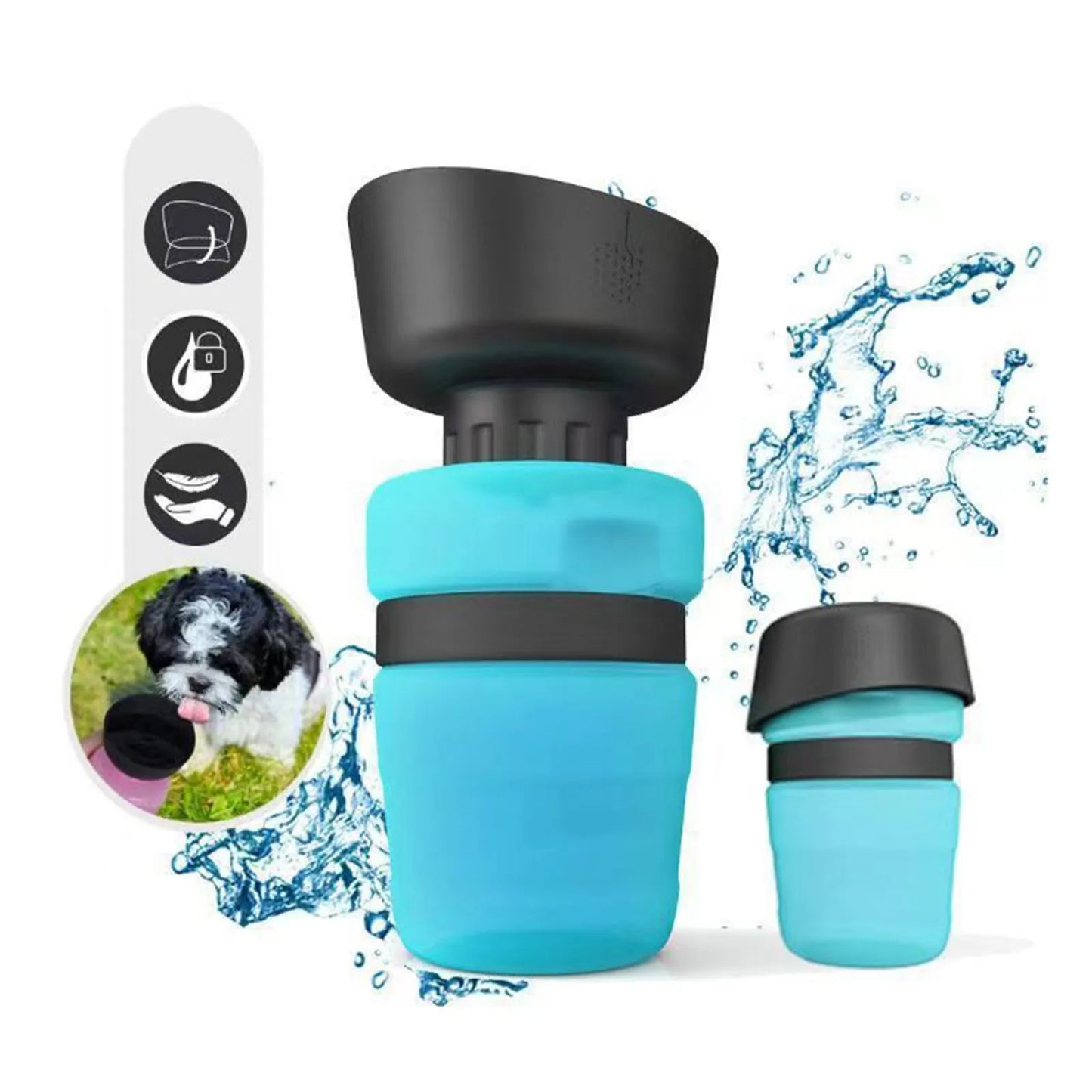 Pet Dog Water Bottle Bowl Foldable Leak-Proof Water Food Cup Pet Feeder Bowl Portable Large Capacity Pet Outdoor Drinking Bowl