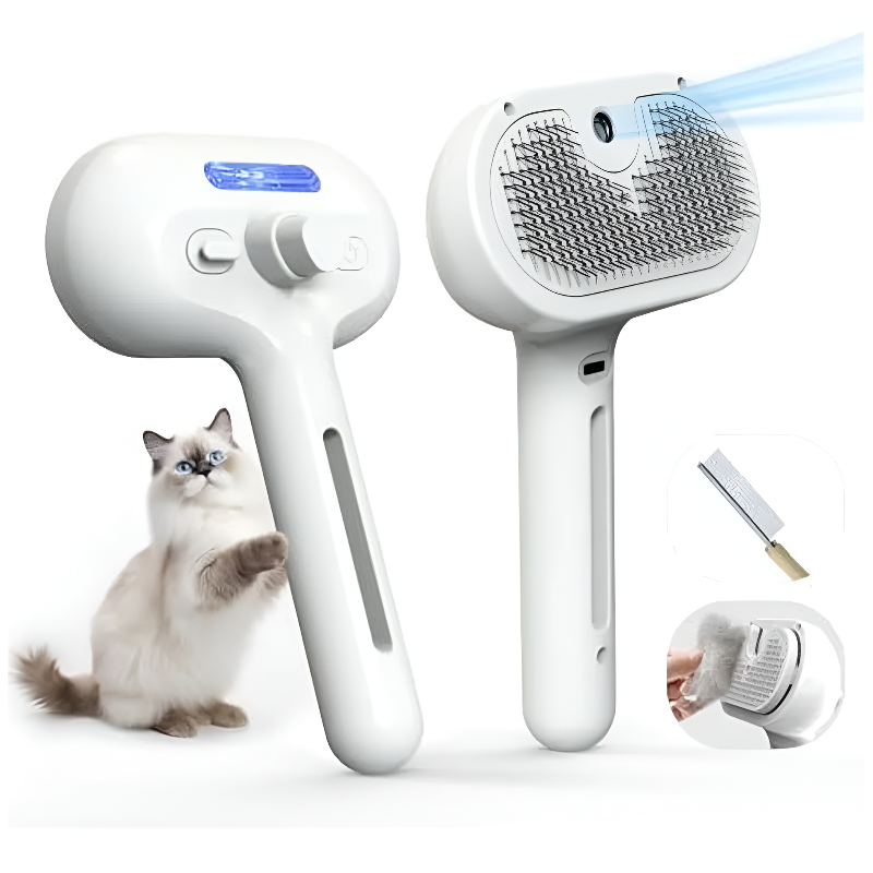 Pet Grooming Spray Brush with Hair Removal & Massage Function