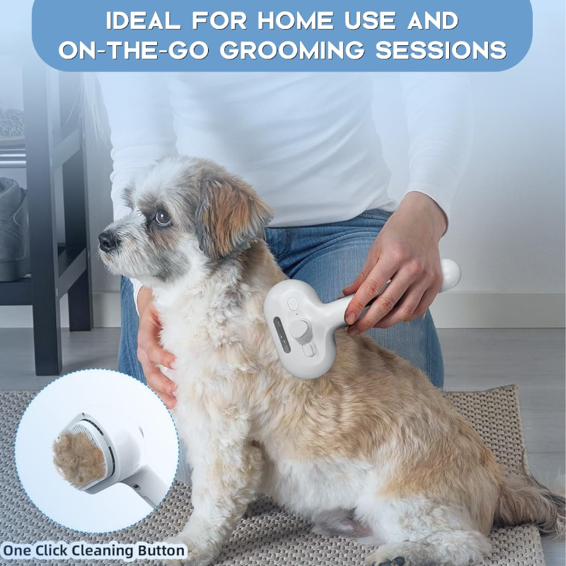 Pet Grooming Spray Brush with Hair Removal & Massage Function